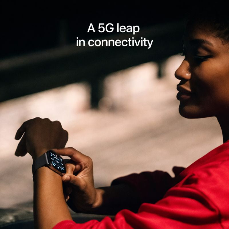 Apple Watch Series 11 [GPS + Cellular 46mm] Smartwatch with Natural Titanium Case with Stone Gray Sport Band - S/M