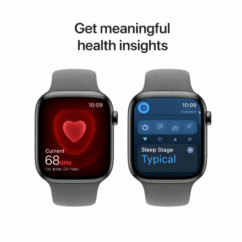 Apple Watch Series 11 [GPS + Cellular 46mm] Smartwatch with Natural Titanium Case with Stone Gray Sport Band - S/M