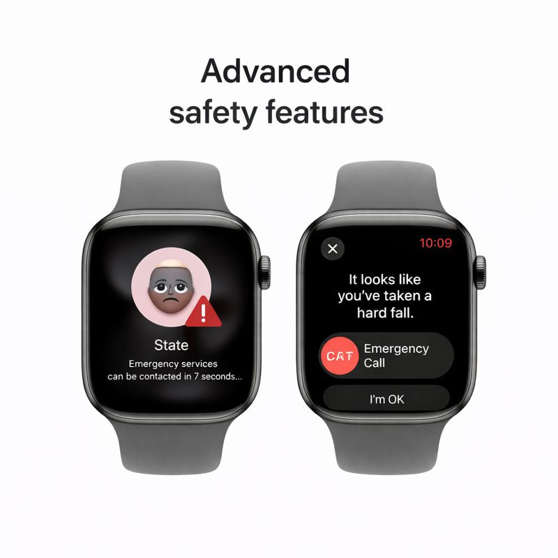 Apple Watch Series 11 [GPS + Cellular 46mm] Smartwatch with Natural Titanium Case with Stone Gray Sport Band - S/M