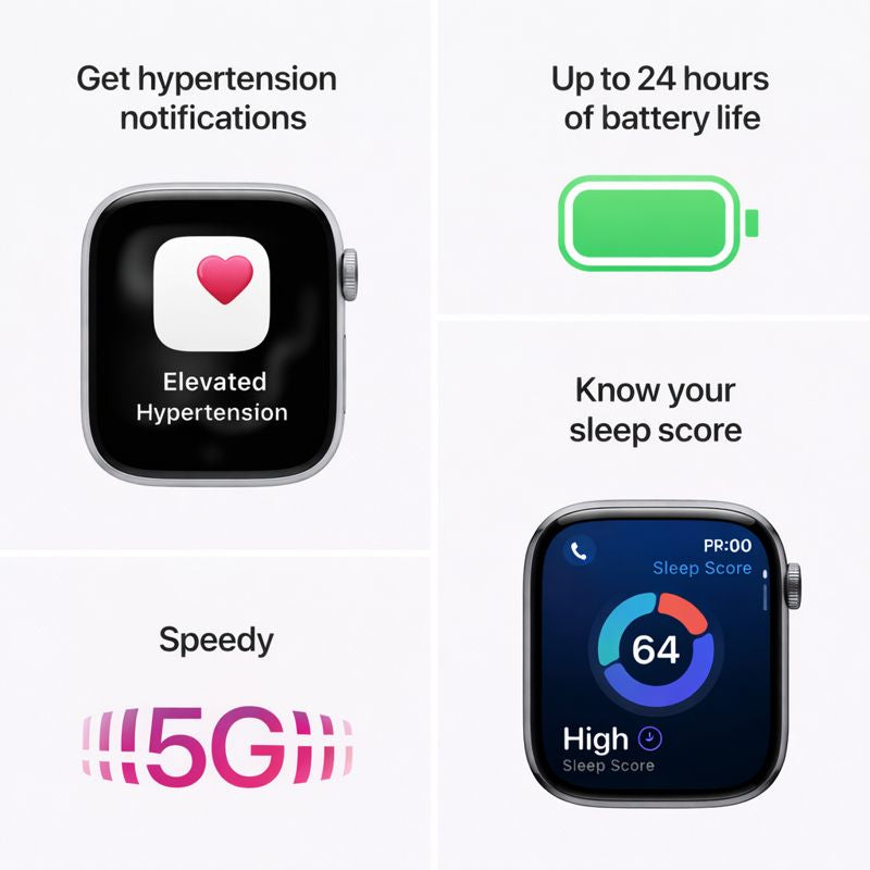 Apple Watch Series 11 [GPS + Cellular 46mm] Smartwatch with Natural Titanium Case with Stone Gray Sport Band - S/M