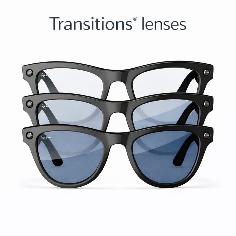 Ray-Ban Meta, Skyler Glasses with Meta AI, Audio, Photo, Video Compatibility, Shiny Black, Blue Transition, Regular Fit